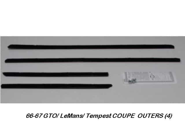 Window Felt Kit: 66-67 Pontiac GTO/ LeMans COUPE Outer (4 Authentic)